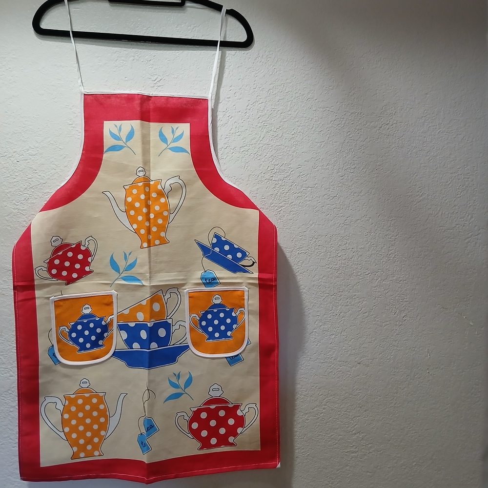 Colorful Teapot Print Apron